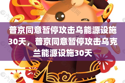 普京同意暂停攻击乌能源设施30天，普京同意暂停攻击乌克兰能源设施30天