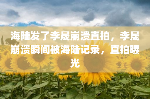 海陆发了李晟崩溃直拍，李晟崩溃瞬间被海陆记录，直拍曝光