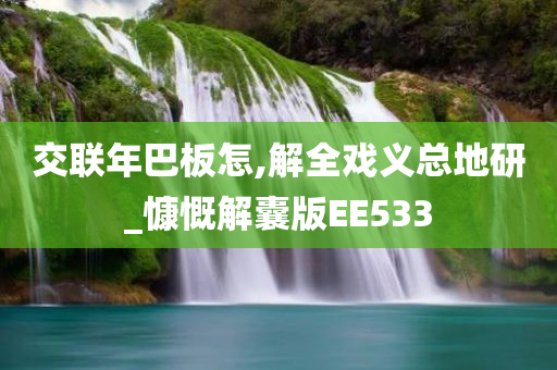 交联年巴板怎,解全戏义总地研_慷慨解囊版EE533