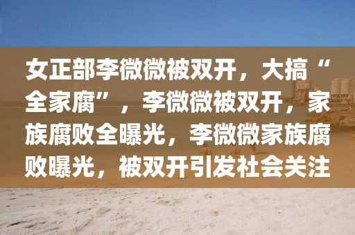 女正部李微微被双开，大搞“全家腐”，李微微被双开，家族腐败全曝光，李微微家族腐败曝光，被双开引发社会关注今晚必出三肖2025_2025新澳门精准免费提供·精确判断
