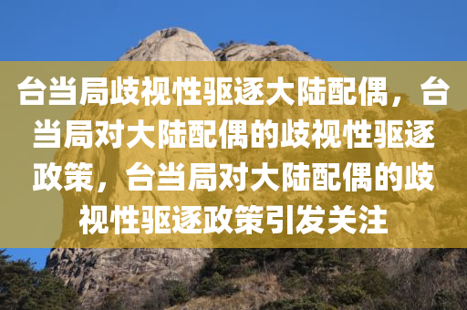 台当局歧视性驱逐大陆配偶，台当局对大陆配偶的歧视性驱逐政策，台当局对大陆配偶的歧视性驱逐政策引发关注