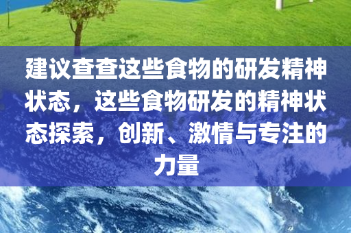 建议查查这些食物的研发精神状态，这些食物研发的精神状态探索，创新、激情与专注的力量