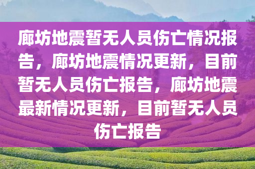 廊坊地震暂无人员伤亡情况报告，廊坊地震情况更新，目前暂无人员伤亡报告，廊坊地震最新情况更新，目前暂无人员伤亡报告