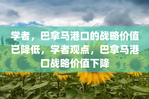 学者，巴拿马港口的战略价值已降低，学者观点，巴拿马港口战略价值下降