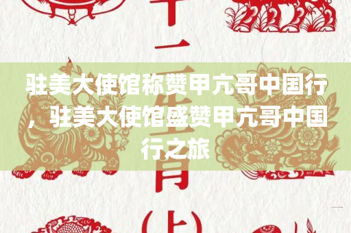驻美大使馆称赞甲亢哥中国行，驻美大使馆盛赞甲亢哥中国行之旅，驻美大使馆盛赞甲亢哥中国行之旅，文化交流与友谊的展现