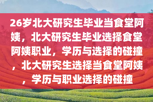 26岁北大研究生毕业当食堂阿姨，北大研究生毕业选择食堂阿姨职业，学历与选择的碰撞，北大研究生选择当食堂阿姨，学历与职业选择的碰撞