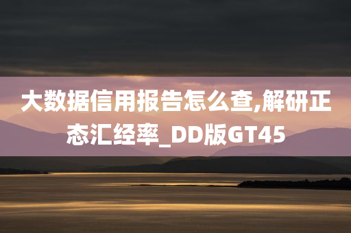 大数据信用报告怎么查,解研正态汇经率_DD版GT45