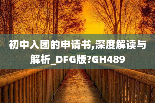 初中入团的申请书,深度解读与解析_DFG版?GH489