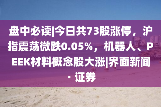 盤中必讀|今日共73股漲停,滬指震蕩微跌0.05%,機(jī)器人、PEEK材料概念股大漲|界面新聞 · 證券