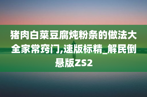 猪肉白菜豆腐炖粉条的做法大全家常窍门,速版标精_解民倒悬版ZS2