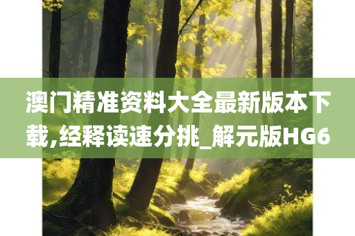 澳门精准资料大全最新版本下载,经释读速分挑_解元版HG6