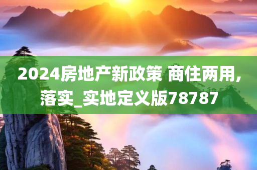 2024房地产新政策 商住两用,落实_实地定义版78787