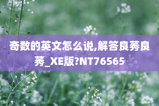 奇数的英文怎么说,解答良莠良莠_XE版?NT76565