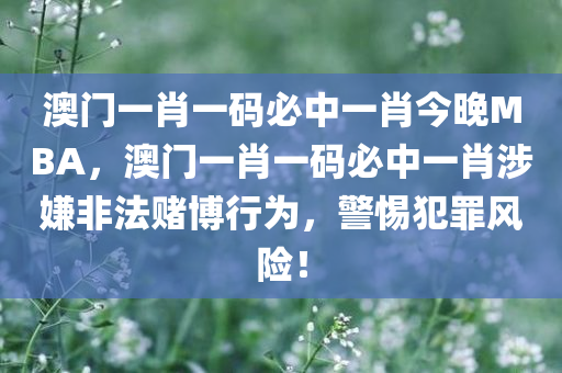 澳门一肖一码必中一肖今晚MBA，澳门一肖一码必中一肖涉嫌非法赌博行为，警惕犯罪风险！今晚必出三肖2025_2025新澳门精准免费提供·精确判断
