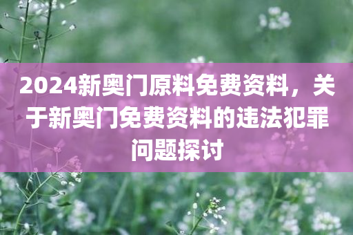 2024新奥门原料免费资料