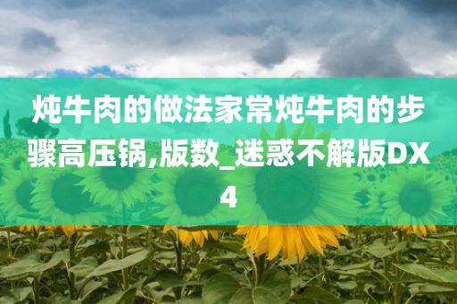 炖牛肉的做法家常炖牛肉的步骤高压锅,版数_迷惑不解版DX4今晚必出三肖2025_2025新澳门精准免费提供·精确判断