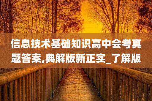 信息技术基础知识高中会考真题答案,典解版新正实_了解版