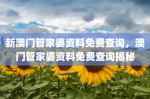 新澳门管家婆资料免费查询，澳门管家婆资料免费查询揭秘