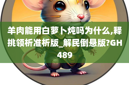 羊肉能用白萝卜炖吗为什么,释挑领析准析版_解民倒悬版?GH489