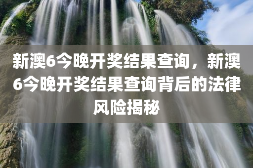 新澳6今晚开奖结果查询，新澳6今晚开奖结果查询背后的法律风险揭秘