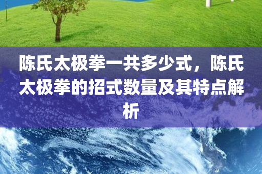 陈氏太极拳一共多少式，陈氏太极拳的招式数量及其特点解析