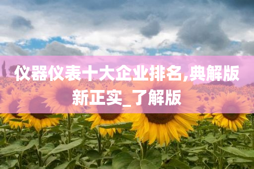 仪器仪表十大企业排名,典解版新正实_了解版今晚必出三肖2025_2025新澳门精准免费提供·精确判断