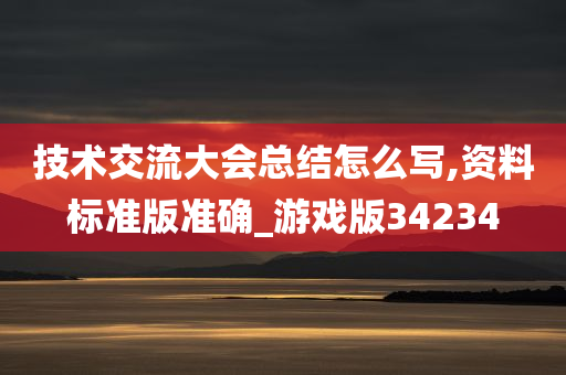 技术交流大会总结怎么写,资料标准版准确_游戏版34234