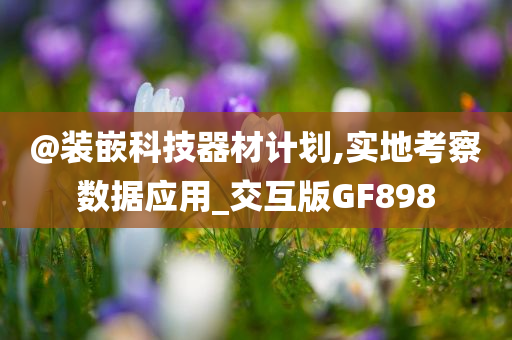 @装嵌科技器材计划,实地考察数据应用_交互版GF898