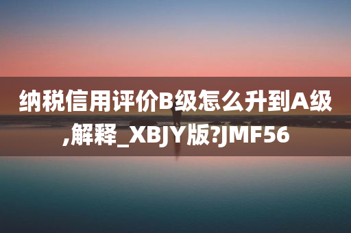 纳税信用评价B级怎么升到A级,解释_XBJY版?JMF56