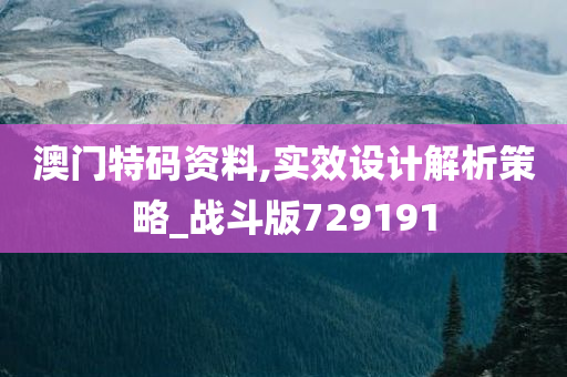 澳门特码资料,实效设计解析策略_战斗版729191