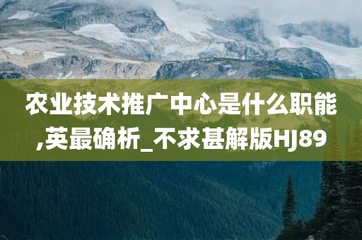 农业技术推广中心是什么职能,英最确析_不求甚解版HJ89