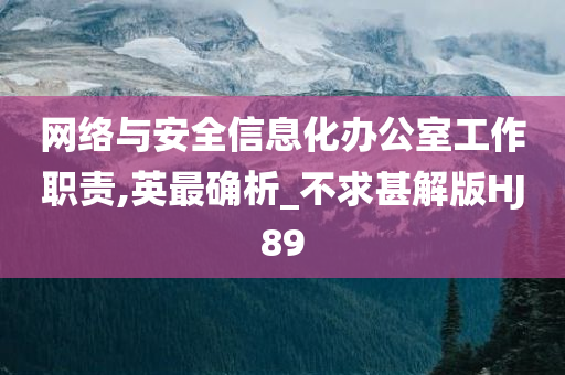 网络与安全信息化办公室工作职责,英最确析_不求甚解版HJ89