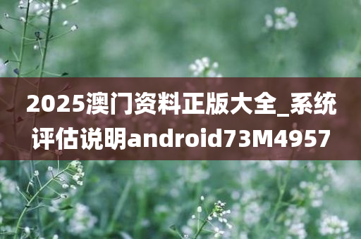 2025澳门资料正版大全_系统评估说明android73M4957