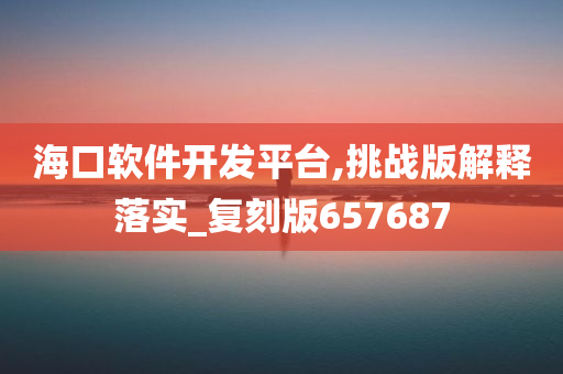 海口软件开发平台,挑战版解释落实_复刻版657687