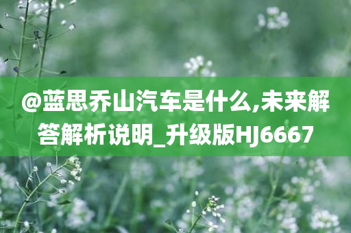 @蓝思乔山汽车是什么,未来解答解析说明_升级版HJ6667