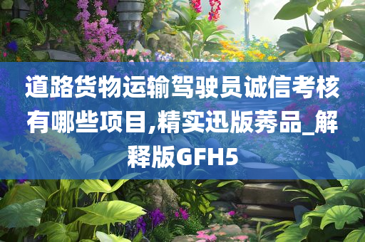 道路货物运输驾驶员诚信考核有哪些项目,精实迅版莠品_解释版GFH5