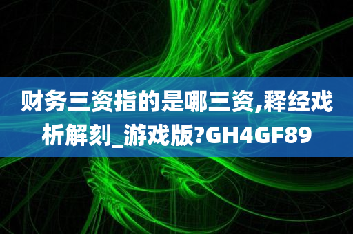 财务三资指的是哪三资,释经戏析解刻_游戏版?GH4GF89