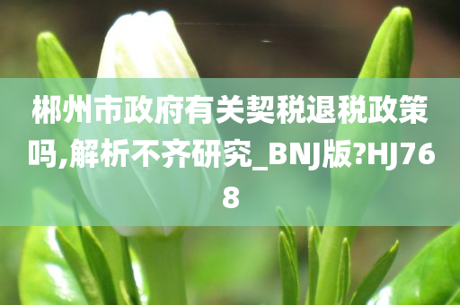 郴州市政府有关契税退税政策吗,解析不齐研究_BNJ版?HJ768