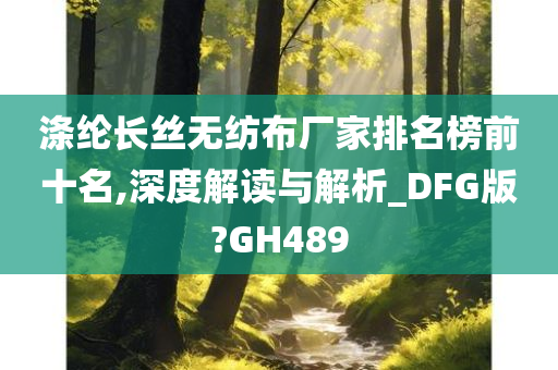 涤纶长丝无纺布厂家排名榜前十名,深度解读与解析_DFG版?GH489今晚必出三肖2025_2025新澳门精准免费提供·精确判断