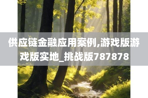 供应链金融应用案例,游戏版游戏版实地_挑战版787878