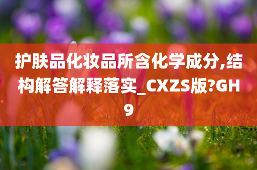 护肤品化妆品所含化学成分,结构解答解释落实_CXZS版?GH9