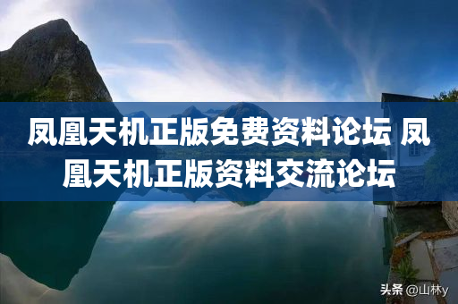 凤凰天机正版免费资料论坛 凤凰天机正版资料交流论坛