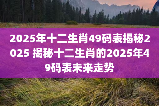 2025年十二生肖49码表揭秘2025 揭秘十二生肖的2025年49码表未来走势