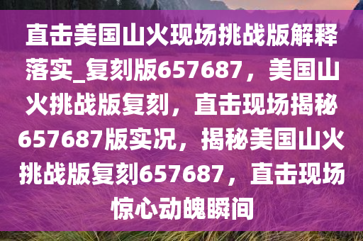 直击美国山火现场挑战版解释落实_复刻版657687，美国山火挑战版复刻，直击现场揭秘657687版实况，揭秘美国山火挑战版复刻657687，直击现场惊心动魄瞬间