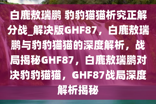 白鹿敖瑞鹏 豹豹猫猫析究正解分战_解决版GHF87，白鹿敖瑞鹏与豹豹猫猫的深度解析，战局揭秘GHF87，白鹿敖瑞鹏对决豹豹猫猫，GHF87战局深度解析揭秘