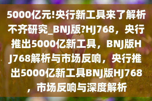 5000亿元!央行新工具来了解析不齐研究_BNJ版?HJ768，央行推出5000亿新工具，BNJ版HJ768解析与市场反响，央行推出5000亿新工具BNJ版HJ768，市场反响与深度解析
