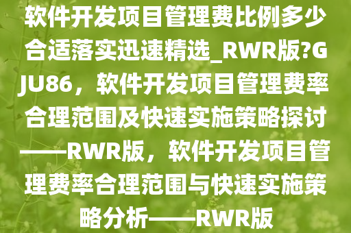 软件开发项目管理费比例多少合适落实迅速精选_RWR版?GJU86，软件开发项目管理费率合理范围及快速实施策略探讨——RWR版，软件开发项目管理费率合理范围与快速实施策略分析——RWR版