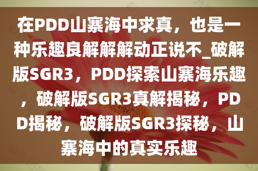 在PDD山寨海中求真，也是一种乐趣良解解解动正说不_破解版SGR3，PDD探索山寨海乐趣，破解版SGR3真解揭秘，PDD揭秘，破解版SGR3探秘，山寨海中的真实乐趣