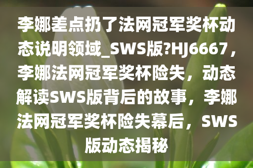 李娜差点扔了法网冠军奖杯动态说明领域_SWS版?HJ6667，李娜法网冠军奖杯险失，动态解读SWS版背后的故事，李娜法网冠军奖杯险失幕后，SWS版动态揭秘