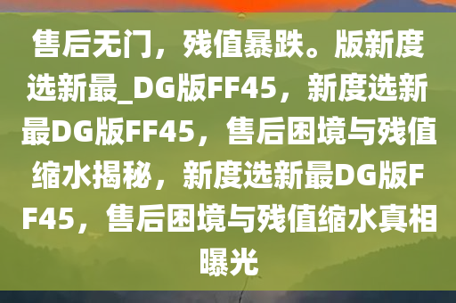 售后无门，残值暴跌。版新度选新最_DG版FF45，新度选新最DG版FF45，售后困境与残值缩水揭秘，新度选新最DG版FF45，售后困境与残值缩水真相曝光